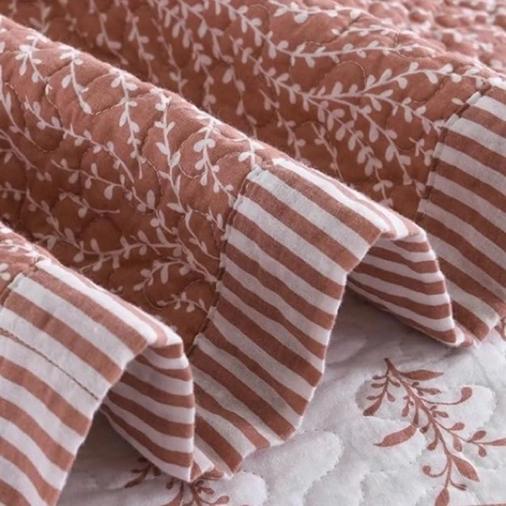 NEW West Elm Blush Botanical Pattern Cotton Queen King Bedding Quilt & Sham Set